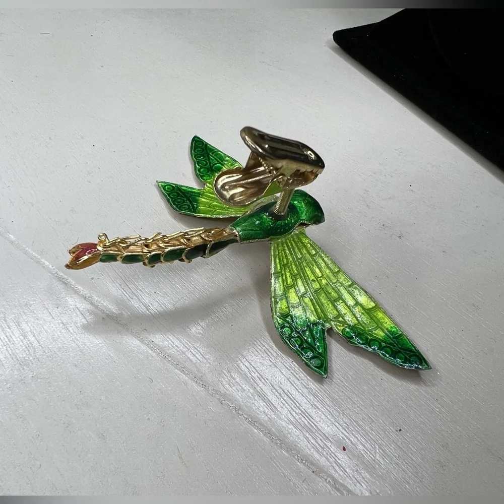 Vintage Chinese Cloisonné Enamel Articulated Dragonfly Pendant/Ornament